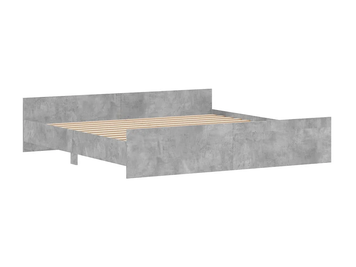 Lit-200x200 cm tête de lit et pied de lit gris béton EGGB58906
