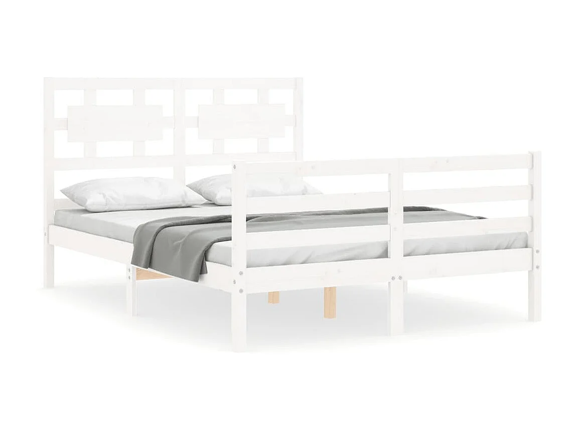 Cama 120x200 cm con cabecero madera maciza blanco ES64765