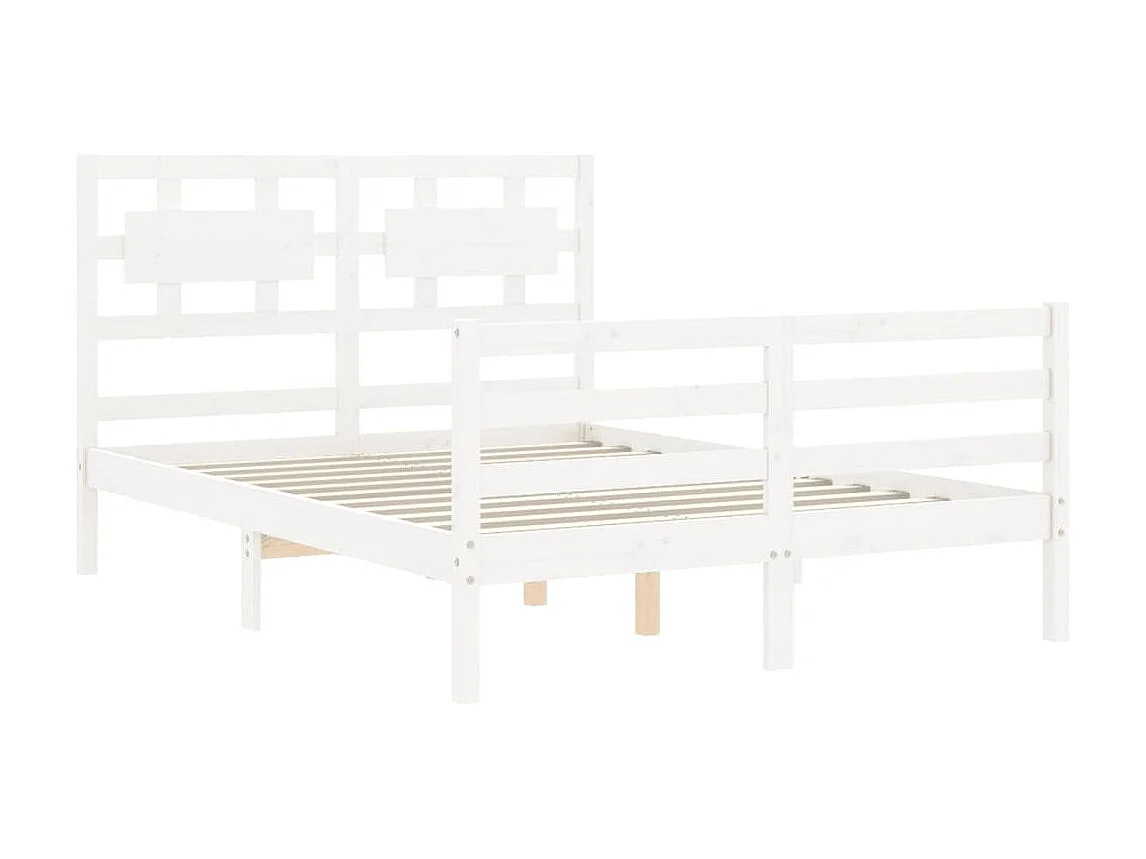 Cama 120x200 cm con cabecero madera maciza blanco ES64765