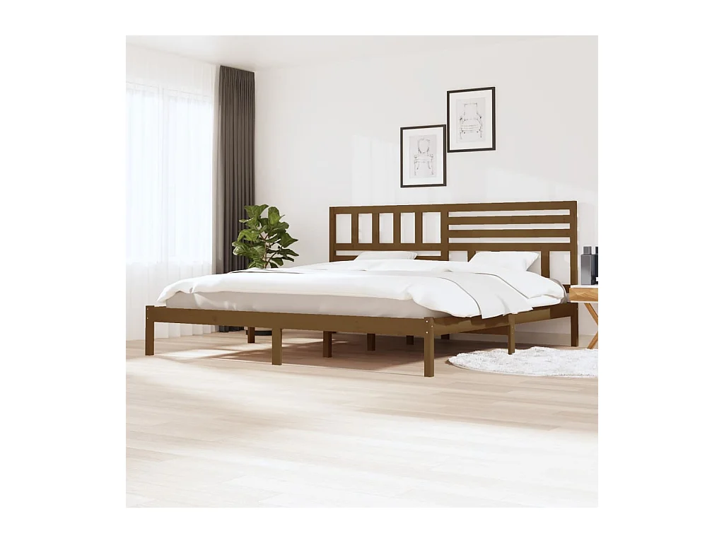 Lit-200x200 cm Marron miel Bois de pin massif EGGB88783