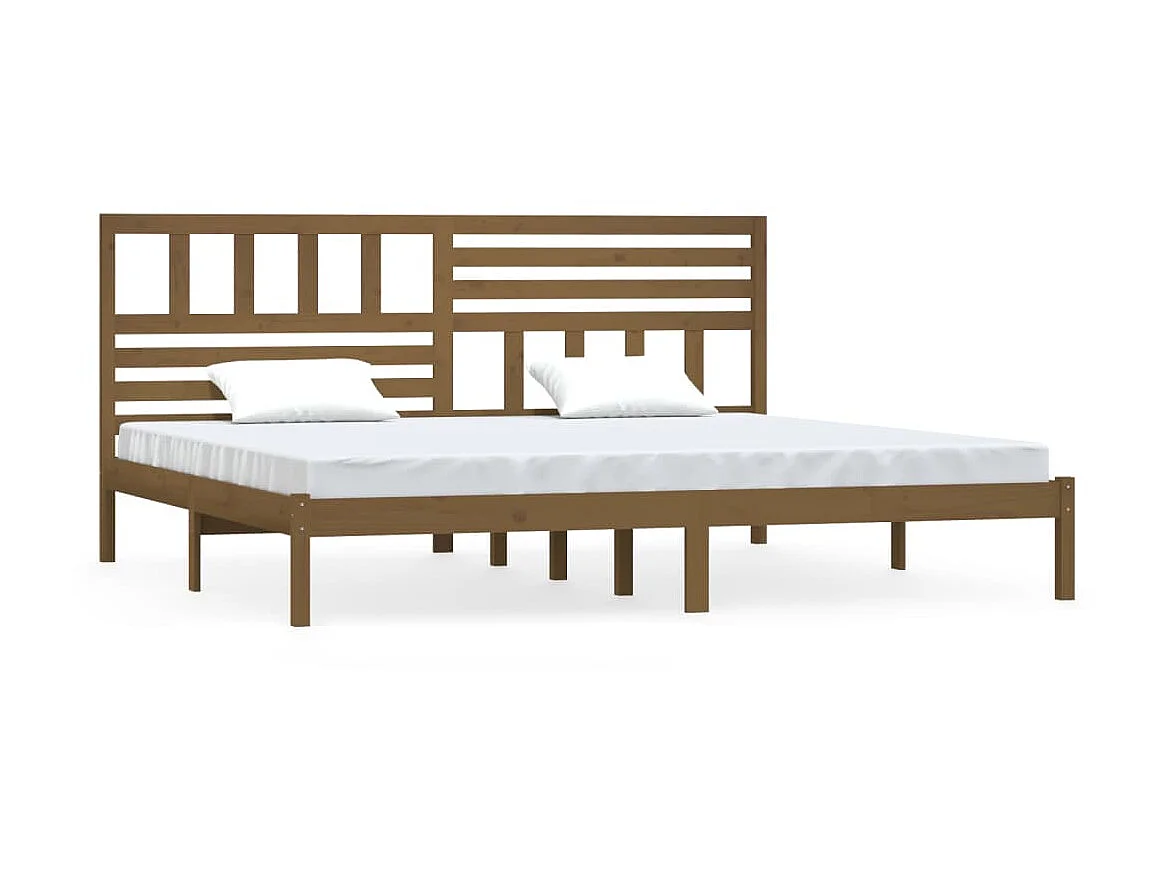 Lit-200x200 cm Marron miel Bois de pin massif EGGB88783