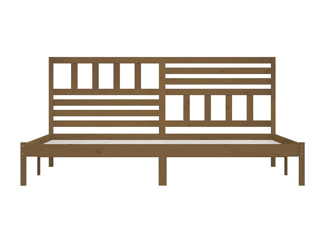 Lit-200x200 cm Marron miel Bois de pin massif EGGB88783