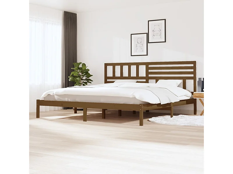 Lit-200x200 cm Marron miel Bois de pin massif EGGB88783