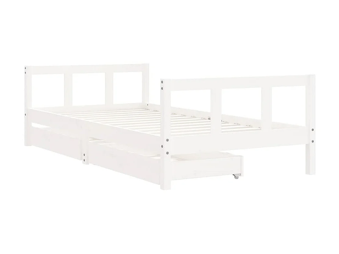 Lit-90x190 cm d'enfants tiroirs blanc bois pin massif EGGB60179