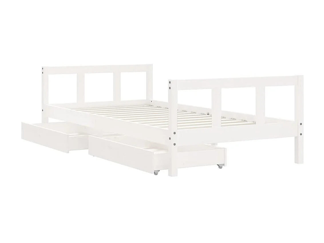 Lit-90x190 cm d'enfants tiroirs blanc bois pin massif EGGB60179