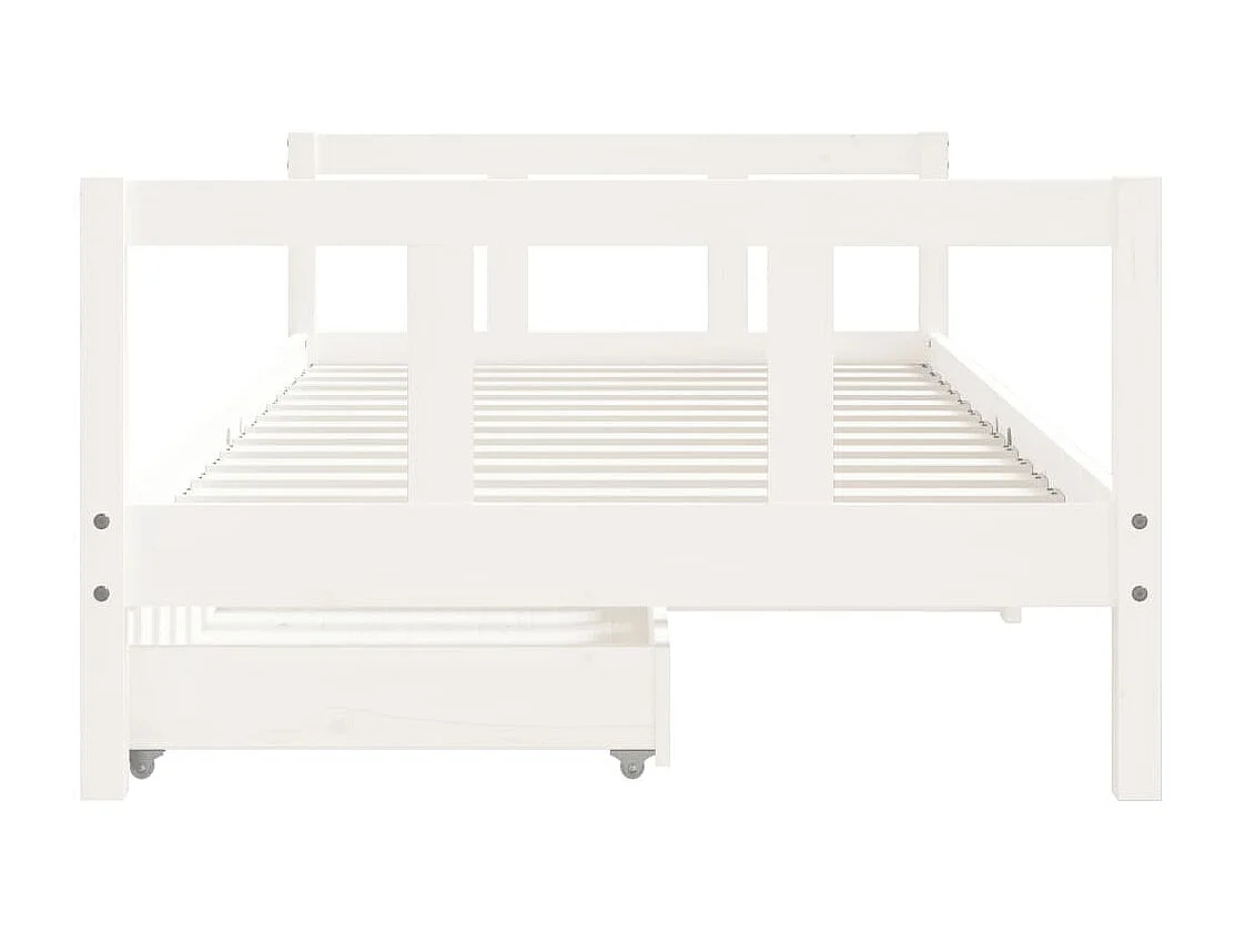 Lit-90x190 cm d'enfants tiroirs blanc bois pin massif EGGB60179