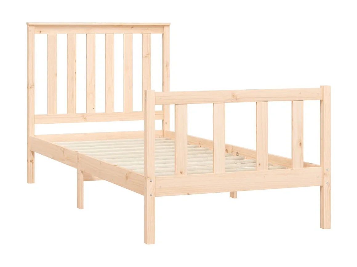 Lit-100x200 cm et tête de lit bois de pin massif EGGB70589