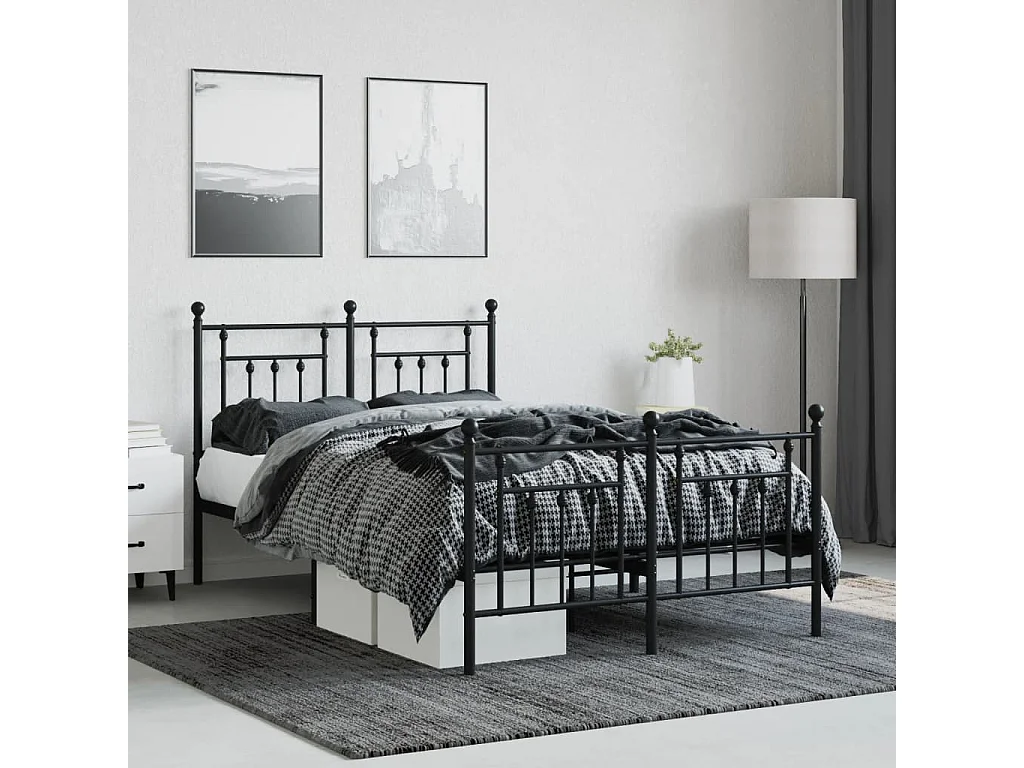 Cama com cabeceira e pés 120x190 cm metal preto PT568353