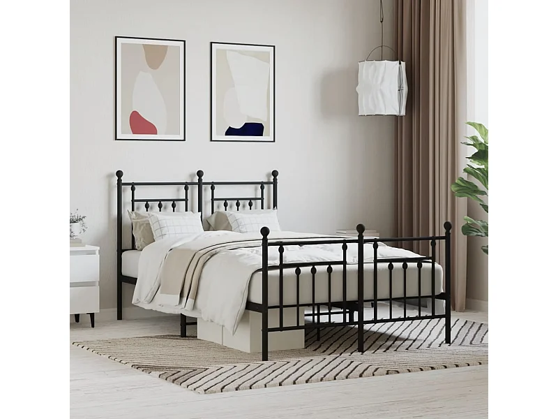 Lit-120x190 cm métal avec tête de lit/pied de lit noir EGGB83864