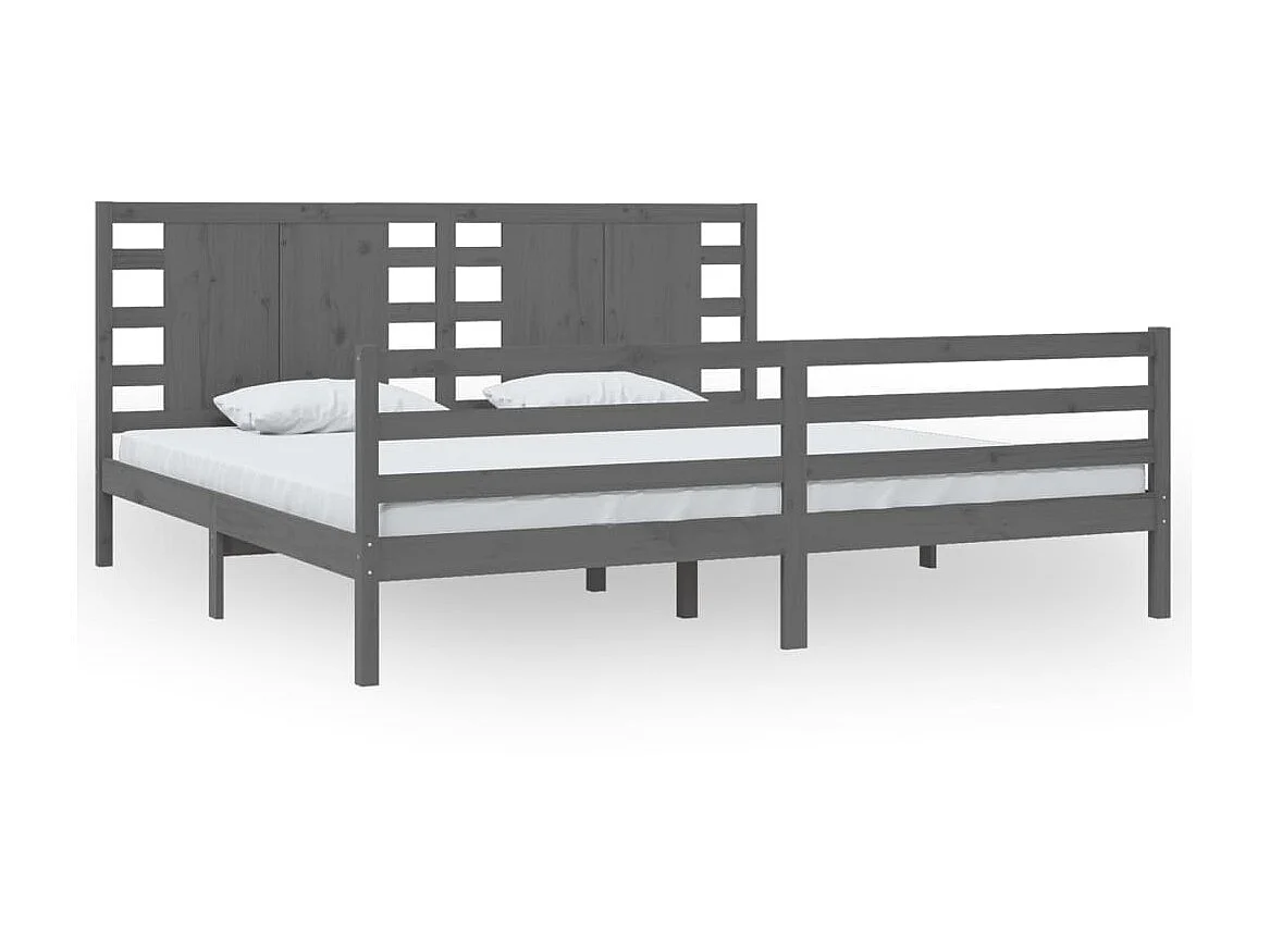 Lit-200x200 cm Gris Bois de pin massif EGGB70605