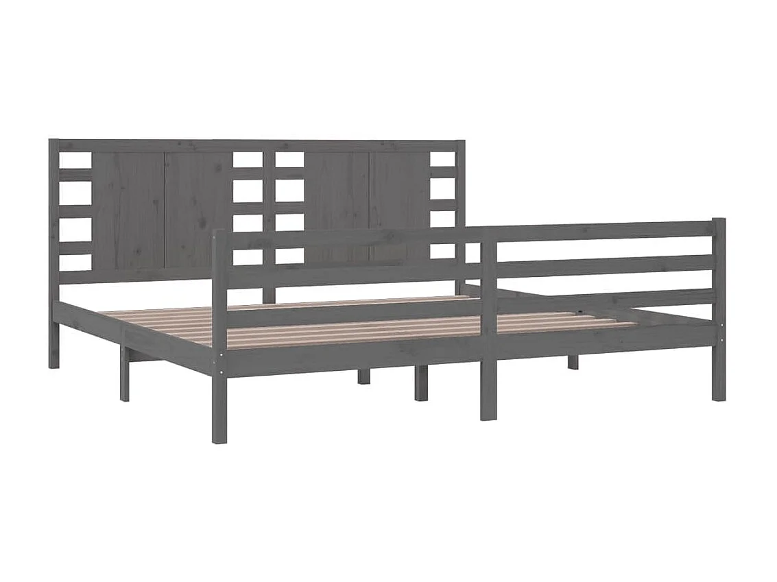 Lit-200x200 cm Gris Bois de pin massif EGGB70605