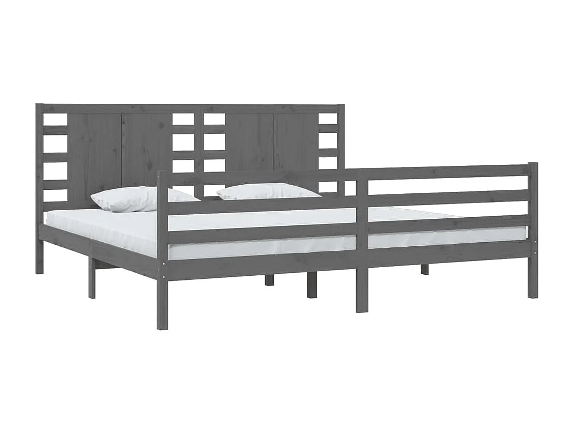 Lit-200x200 cm Gris Bois de pin massif EGGB70605