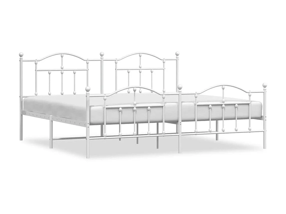 Lit-200x200 cm métal avec tête de lit/pied de lit blanc EGGB43099