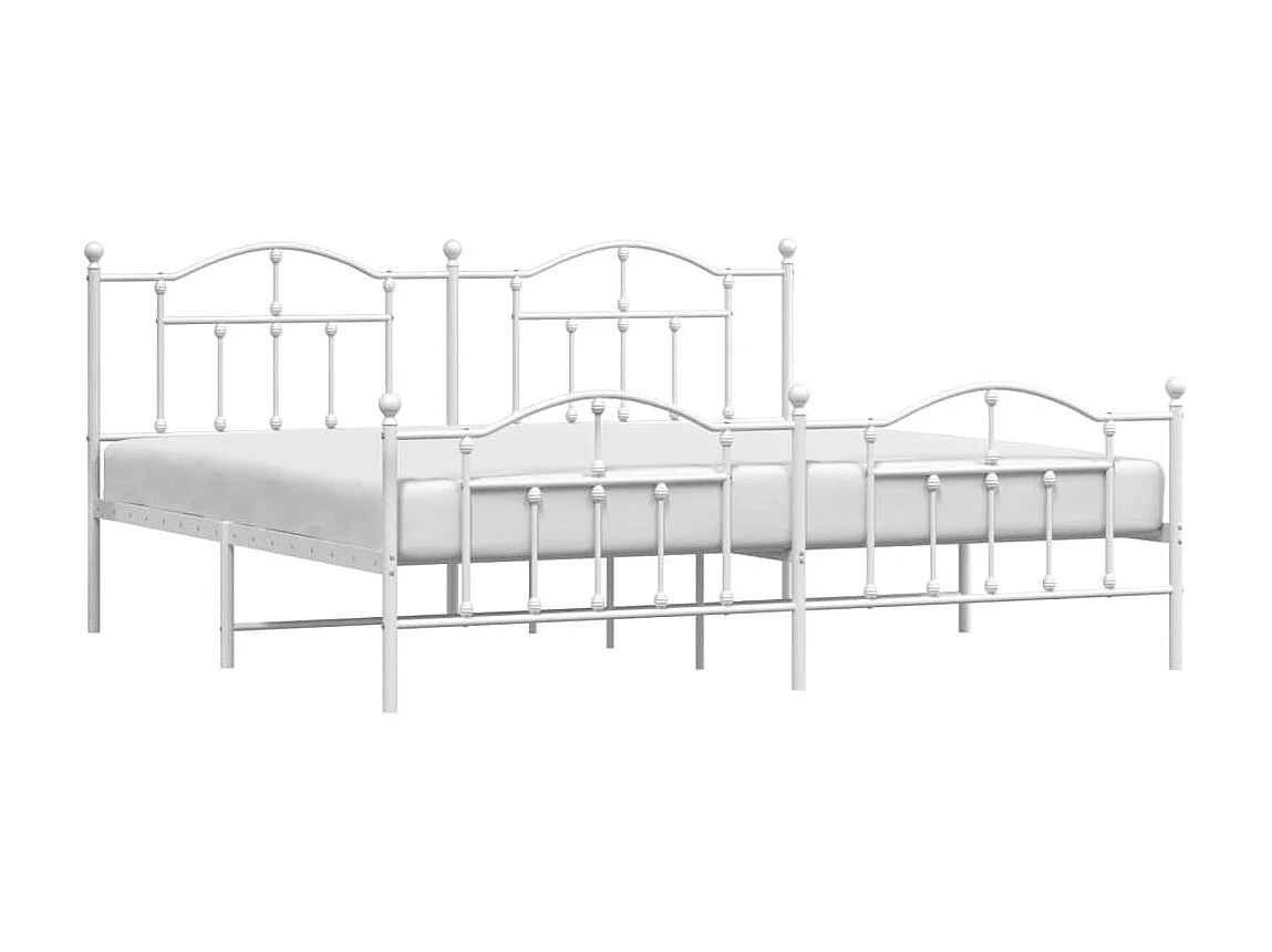 Lit-200x200 cm métal avec tête de lit/pied de lit blanc EGGB43099