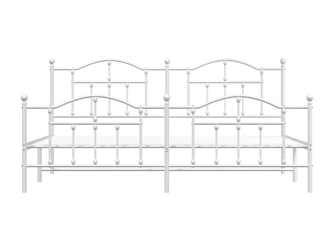 Lit-200x200 cm métal avec tête de lit/pied de lit blanc EGGB43099