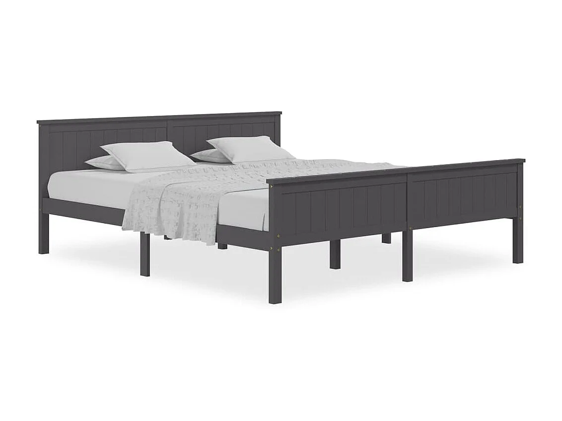 Lit-200x200 cm Gris Bois de pin massif EGGB25164