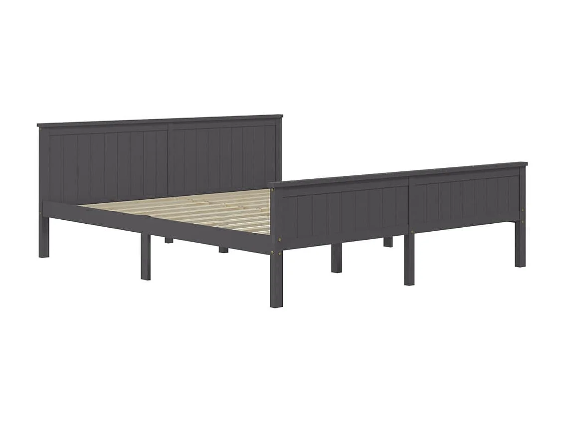 Lit-200x200 cm Gris Bois de pin massif EGGB25164