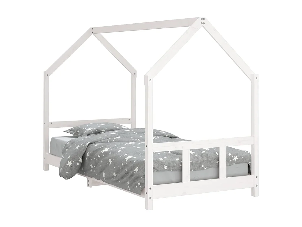 Lit-90x200 cm pour enfants blanc bois de pin massif EGGB32312