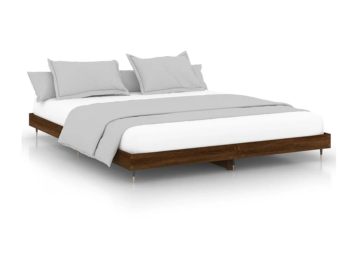 Cama 120x200cm derivados madeira carvalho castanho PT105698