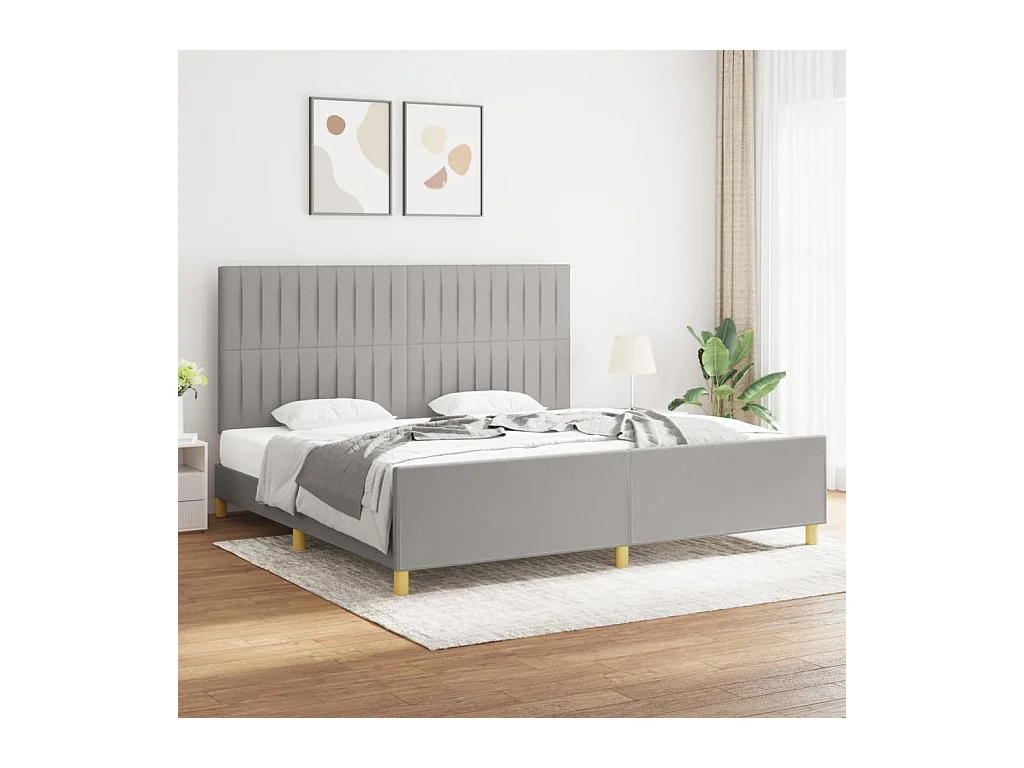 Lit-200x200 cm avec tête de lit Gris clair Tissu EGGB88632
