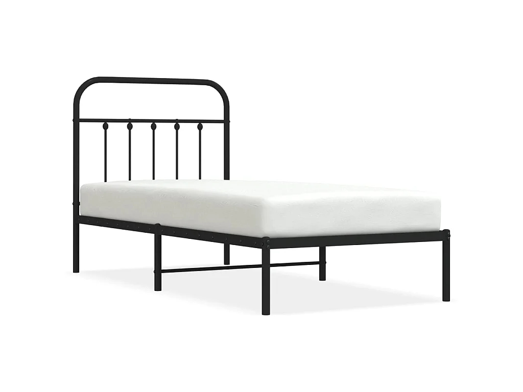 Cama com cabeceira 90x200 cm metal preto PT678893