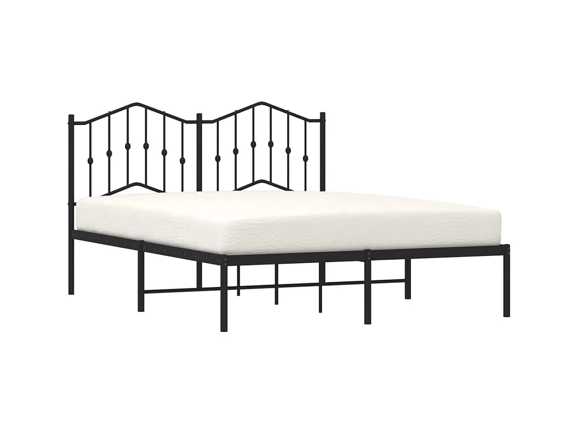 Lit-135x190 cm métal avec tête de lit noir EGGB25109