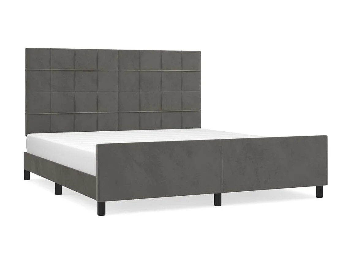 Cama c/ cabeceira 180x200cm veludo cinzento-escuro PT126924