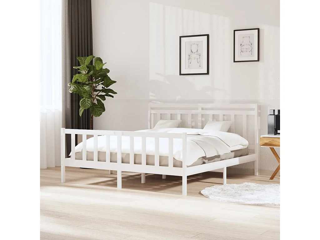 Bedframe massief grenenhout wit 160x200 cm NL74766