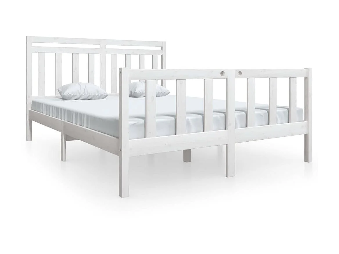Bedframe massief grenenhout wit 160x200 cm NL74766