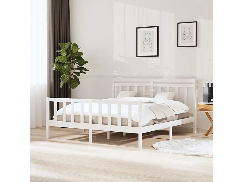 Bedframe massief grenenhout wit 160x200 cm NL74766