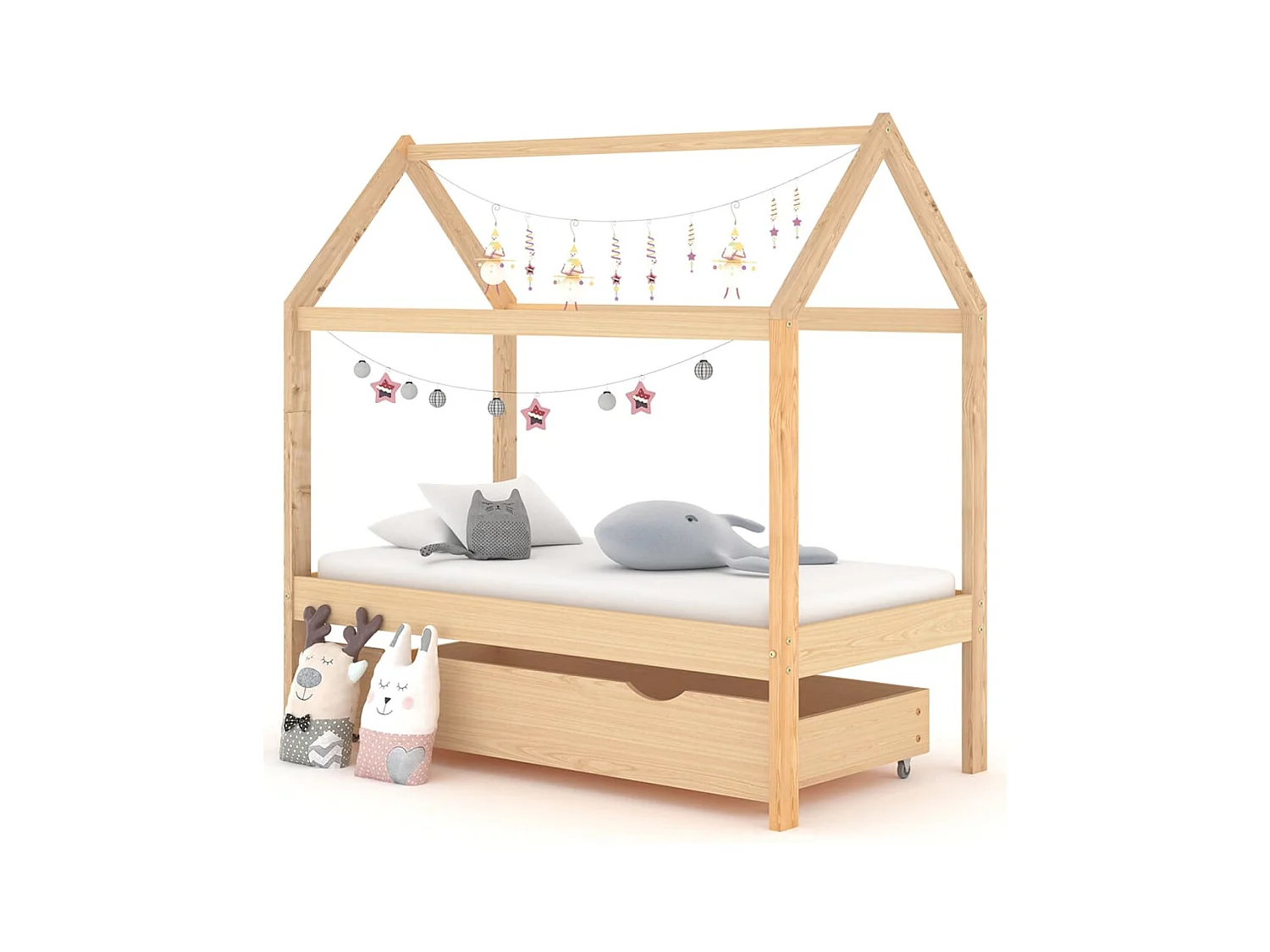 Lit-70x140 cm d'enfant avec tiroir Bois de pin massif EGGB82944