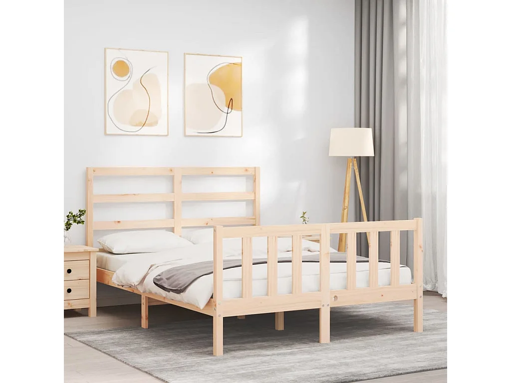 Bedframe met hoofdbord massief hout NL20151