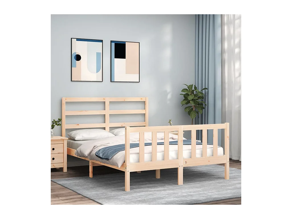 Lit-120x190 cm avec tête de lit petit double bois massif EGGB53840