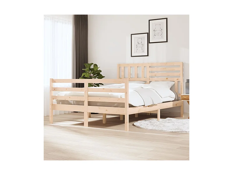 Lit-160x200 cm Bois massif EGGB89081