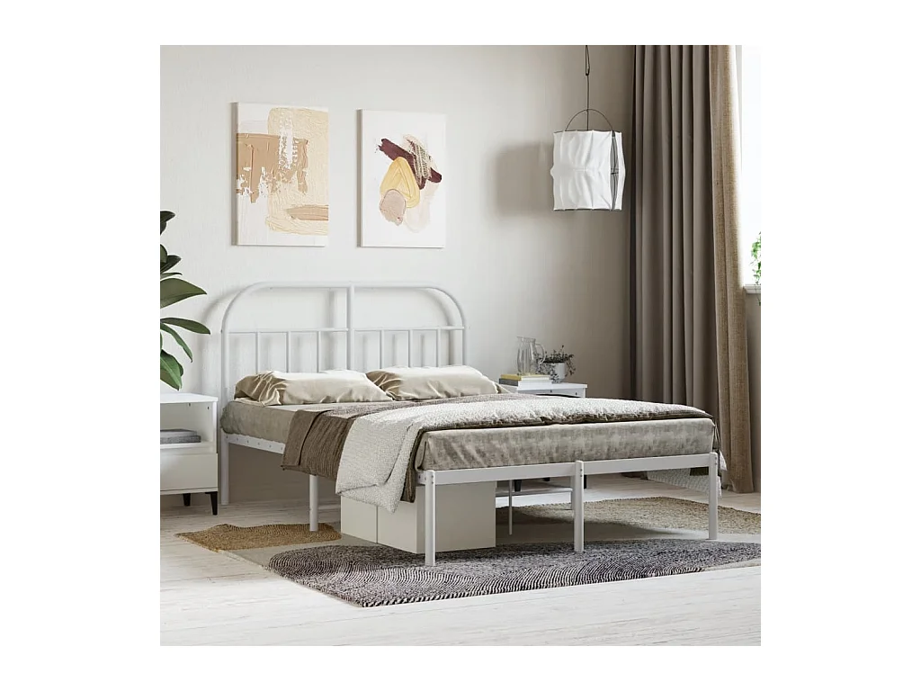 Lit-120x200 cm métal avec tête de lit blanc EGGB73879