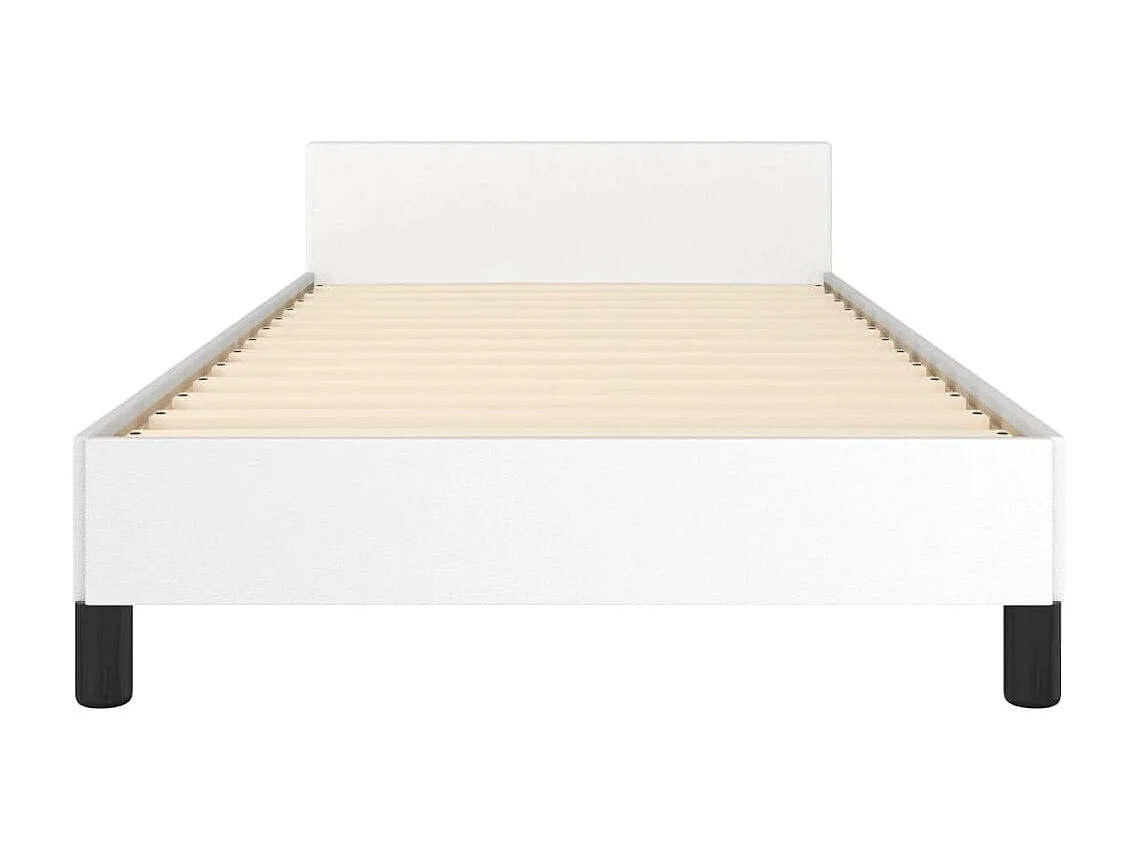 Cama c/ cabeceira 100x200 cm couro artificial branco PT850037