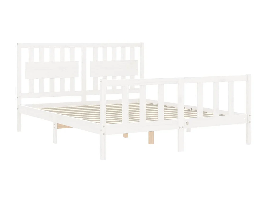 Lit-160x200 cm avec tête de lit blanc bois massif EGGB71497