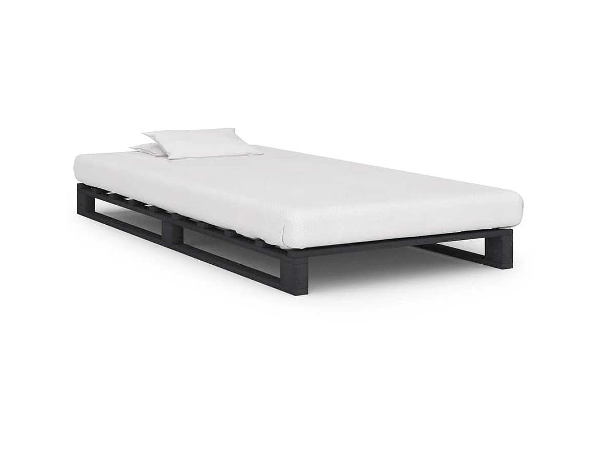Lit-100x200 cm de palette Gris Bois de pin massif EGGB11610