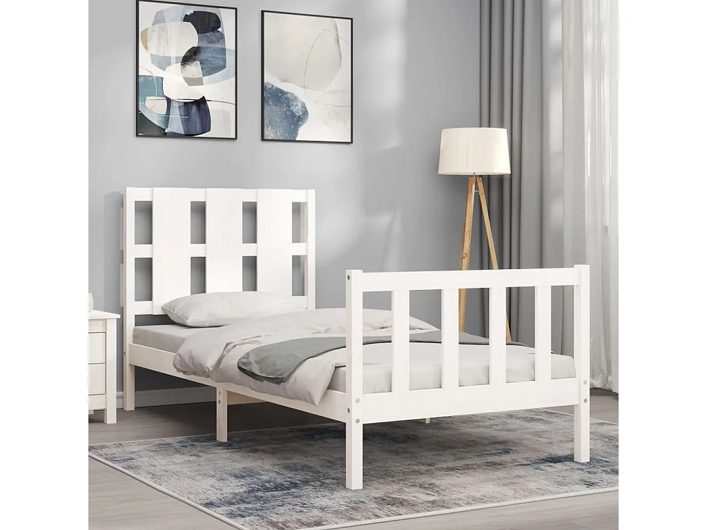 Cama com cabeceira 90x200 cm madeira maciça PT727566