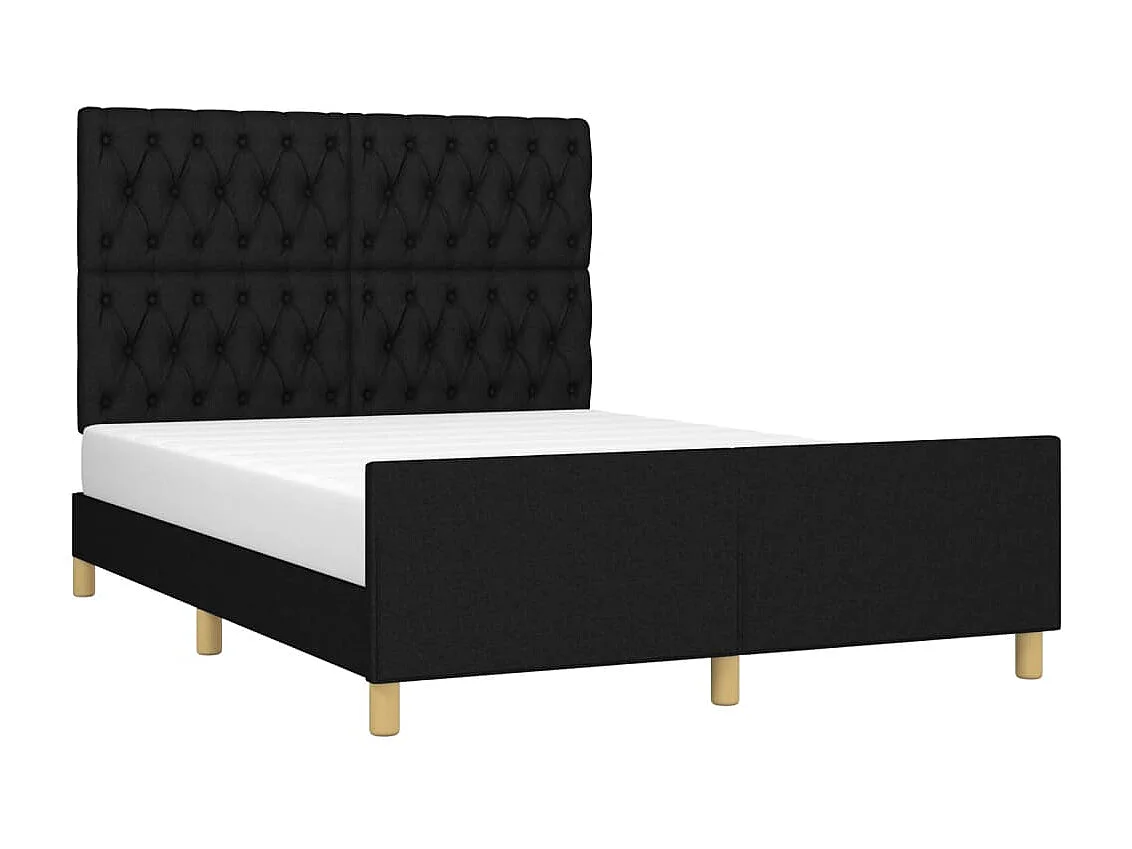 Lit-140x190 cm avec tête de lit Noir Tissu EGGB56399