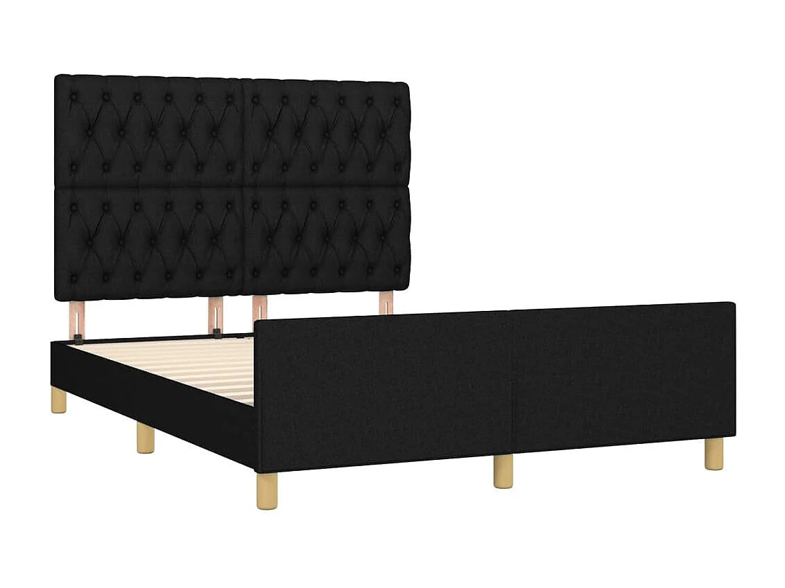 Lit-140x190 cm avec tête de lit Noir Tissu EGGB56399