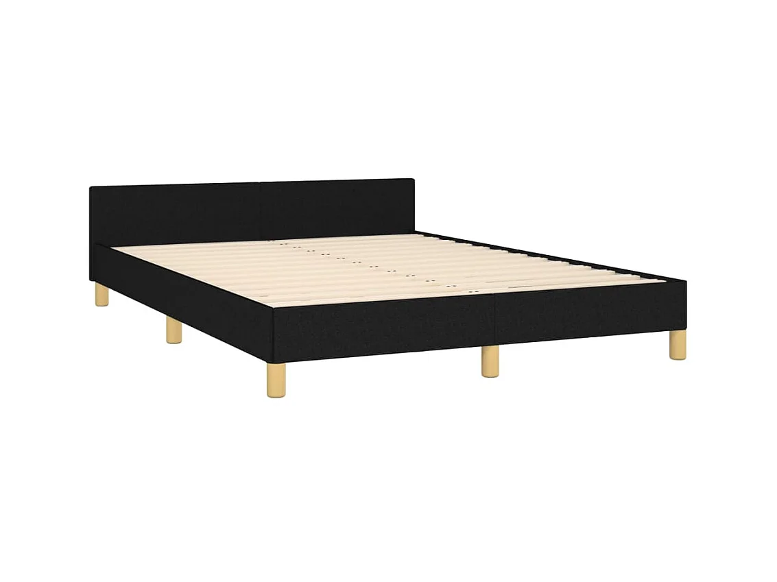 Bedframe met hoofdeinde stof zwart 140x190 cm NL64343