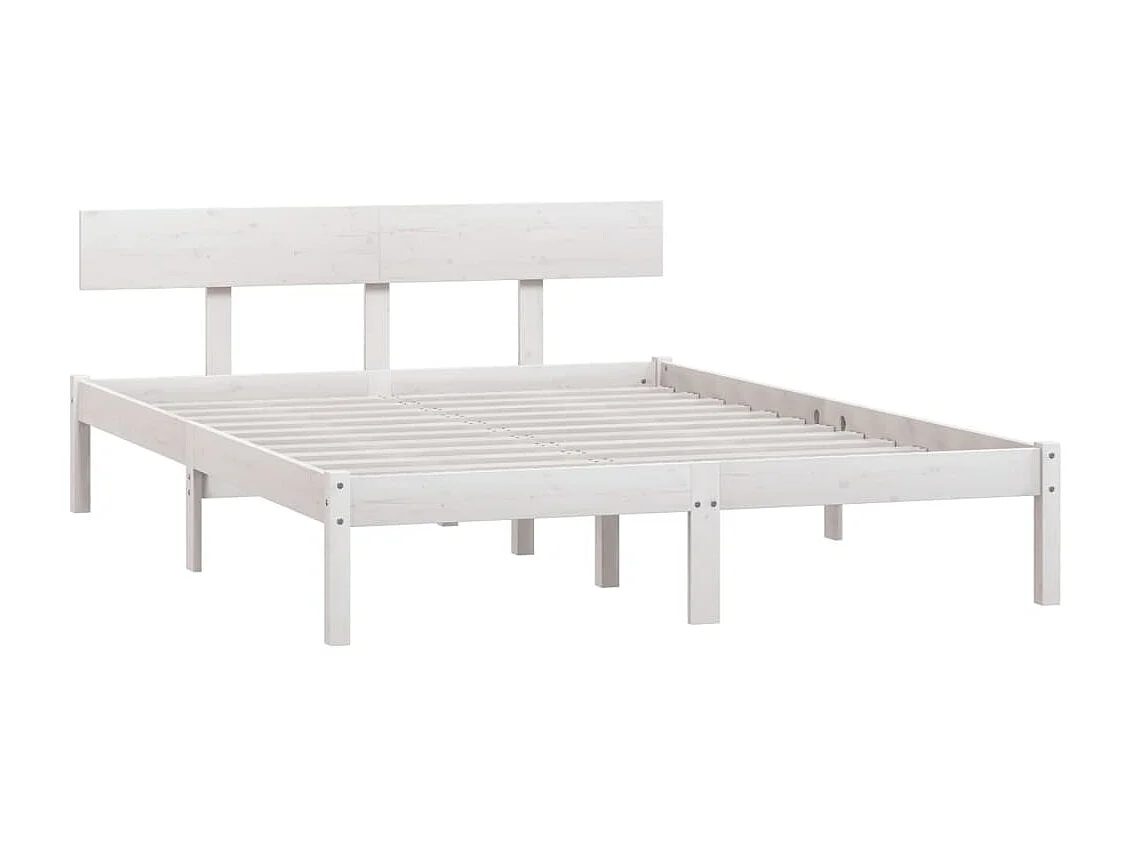 Lit-150x200 cm Blanc Bois de pin massif UK King EGGB61410
