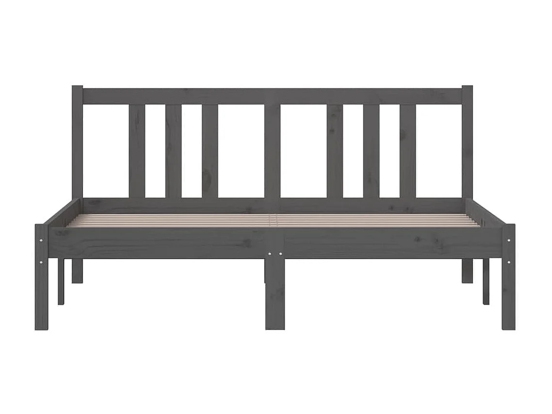 Lit-135x190 cm Gris Bois massif Double EGGB20506