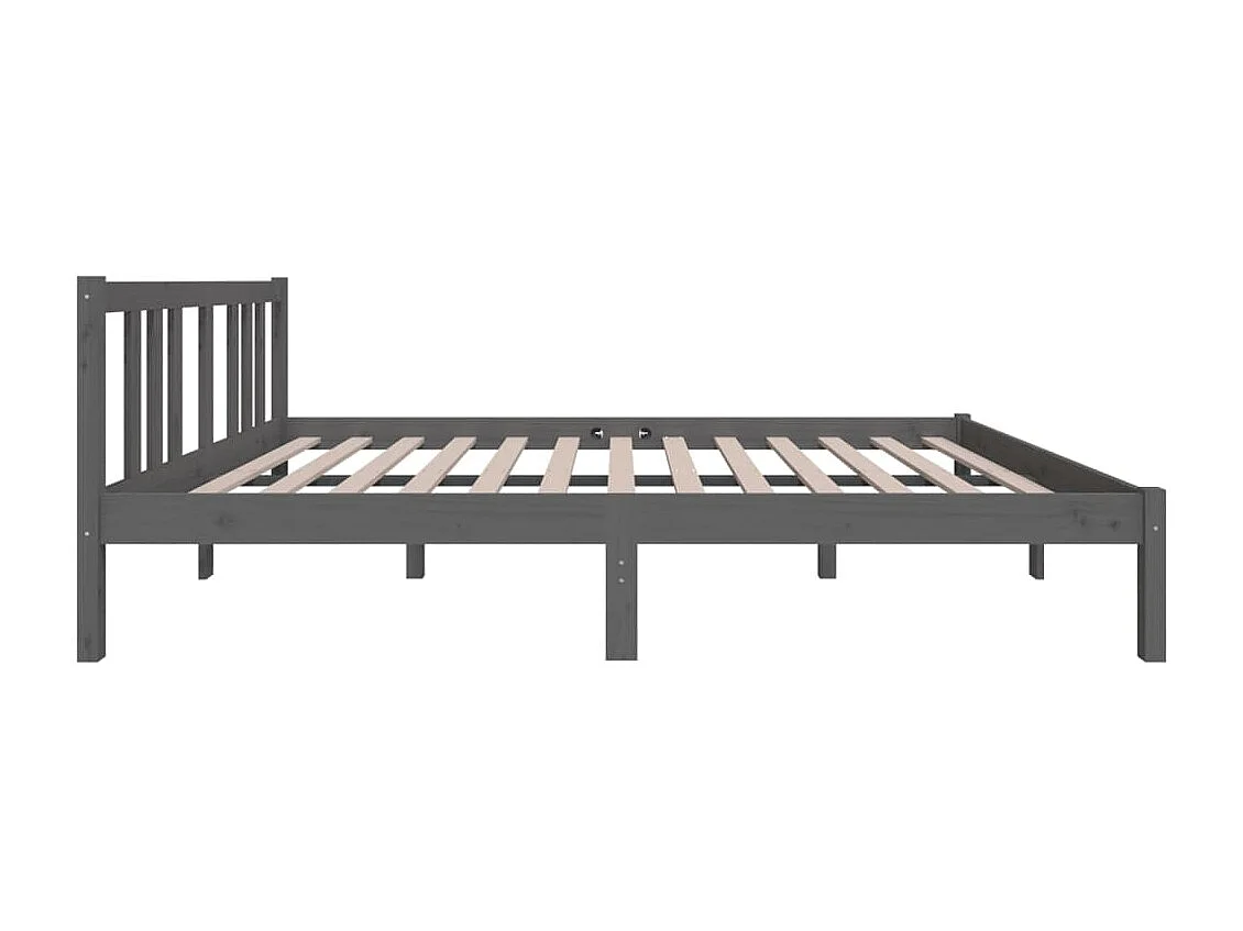 Lit-135x190 cm Gris Bois massif Double EGGB20506