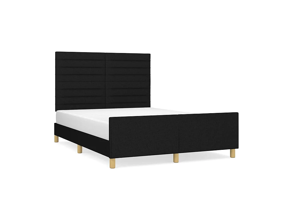 Cama 140x200 cm con cabecero de tela negro ES69001