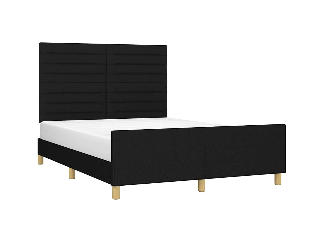 Cama 140x200 cm con cabecero de tela negro ES69001