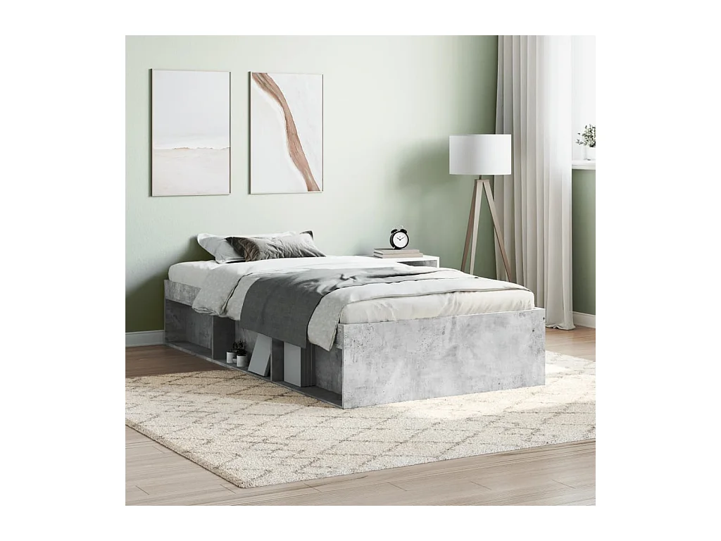 Lit-90x200 cm gris béton EGGB38810