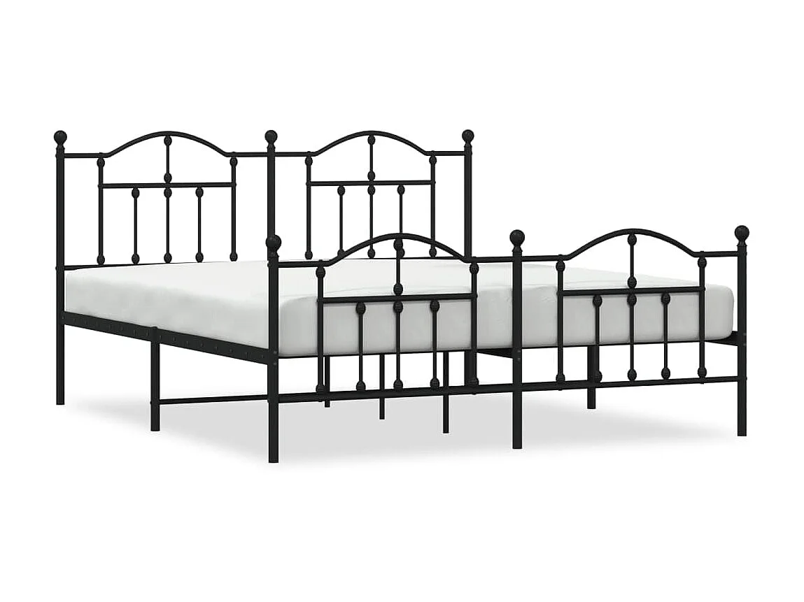 Cama com cabeceira e pés 183x213 cm metal preto PT265273