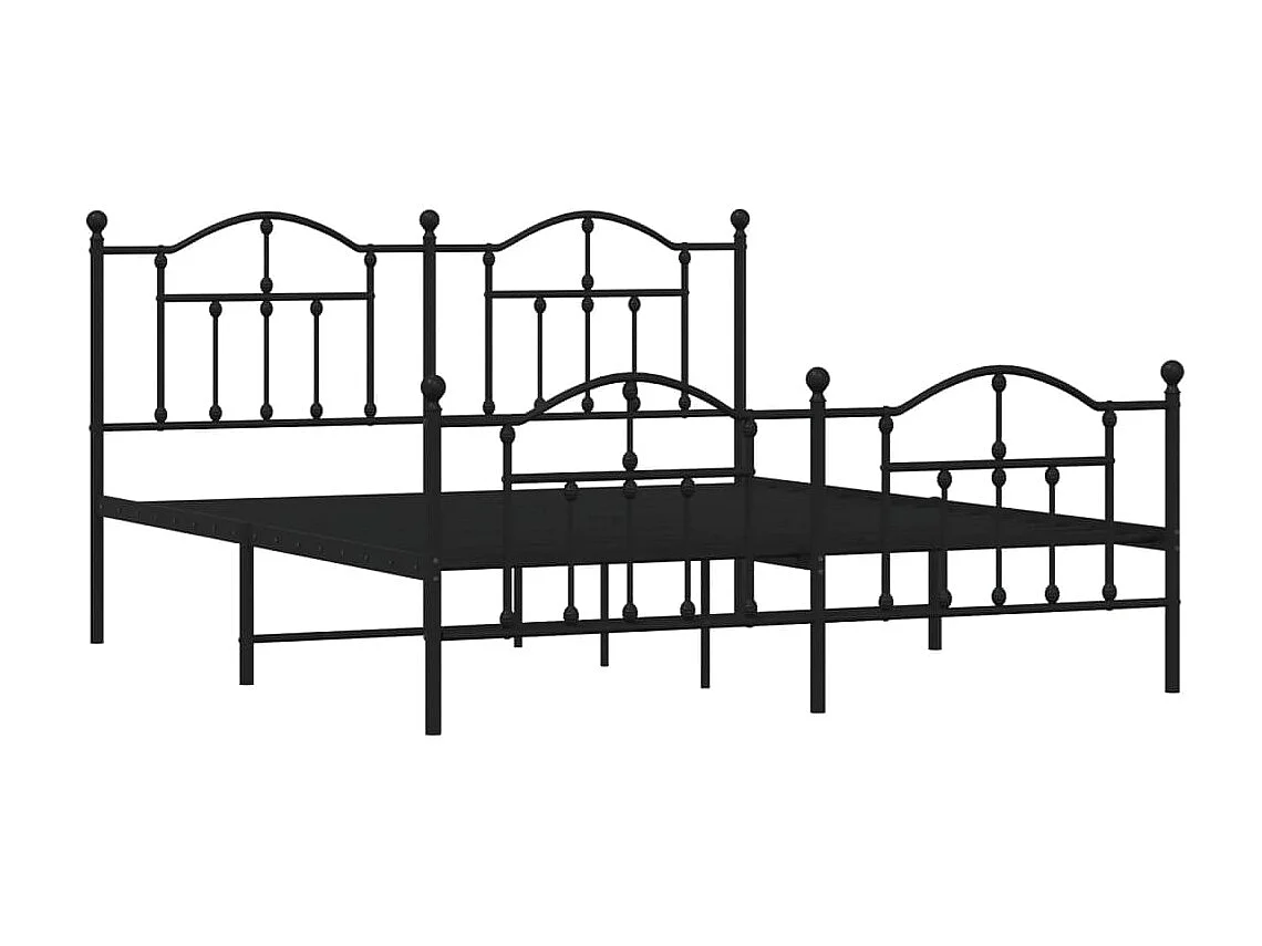 Cama com cabeceira e pés 183x213 cm metal preto PT265273